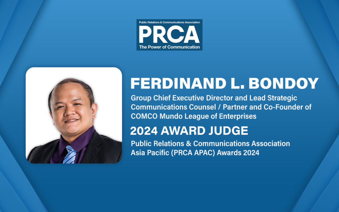 COMCO Mundo League of Enterprises’ Group Chief Executive Director Ferdinand Bondoy joins esteemed list of PRCA APAC Awards 2024 Judges